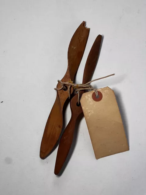 Vintage 1930s 1940s Carved Wooden Model Plane Propellers Aviation Wwii