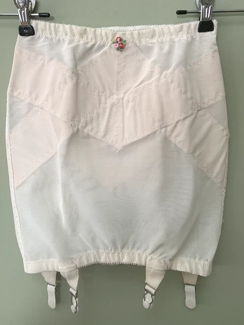 VINTAGE FABULOUS 1960S White Open Bottom GIRDLE w/ 4 Garters Size L