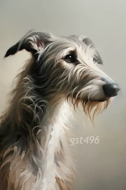 Lurcher Painting, Dog Wall Art Picture ,Unframed A4 Print On Matt Photo Paper 