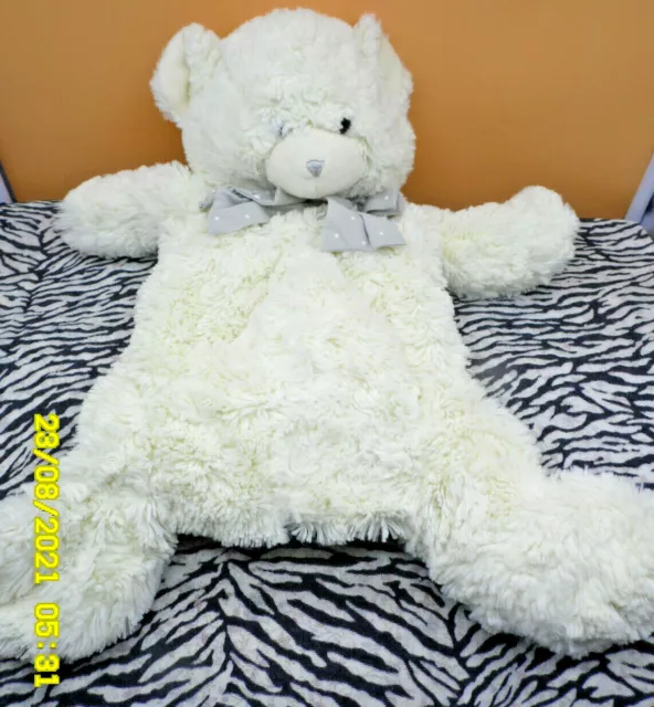 Ca/  Doudou Peluche Range Pyjama Etam Ours Blanc Noeud Gris Pois  48Cm  Tbe