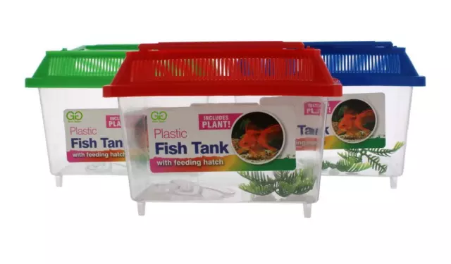 Mini Fish Tank Plastic Aquarium Bowl Pet Box Container Small Carry Handle UK