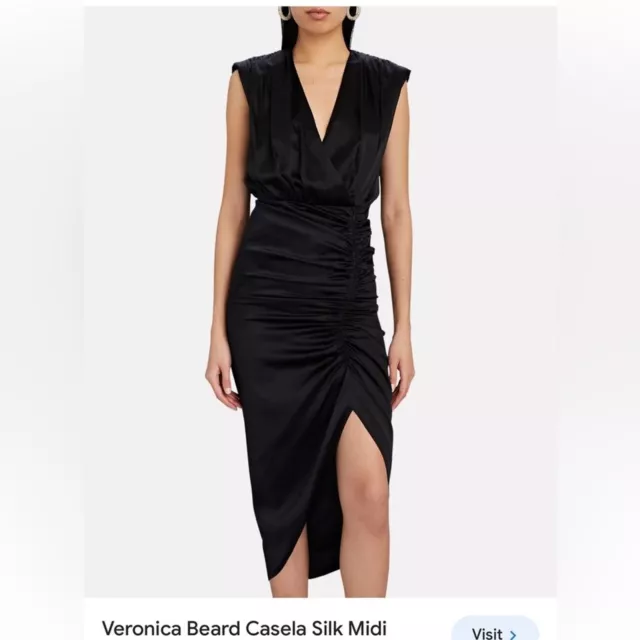 Veronica Beard Casela Silk Black Midi Dress Women’s Size 0