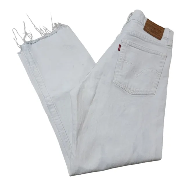 Levi's Premium Wedgie Straight Jeans Women's 28 High Rise White Denim Button Fly