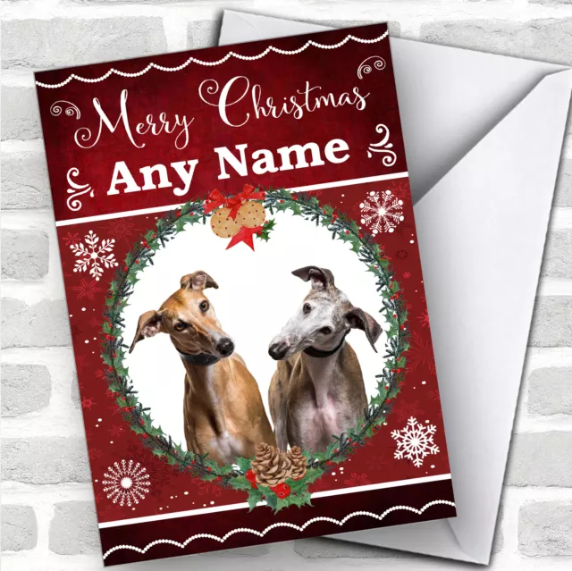 Greyhound Dog Traditional Animal Personalised Christmas Card