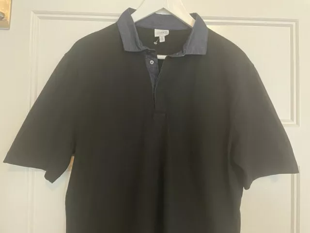 New Armani Collezioni Men's Short Sleeve Black Denim Collar Polo Shirt SZ L 2