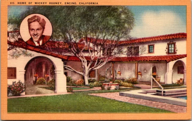 Home of Mickey Rooney Encino California old postcard unused C19