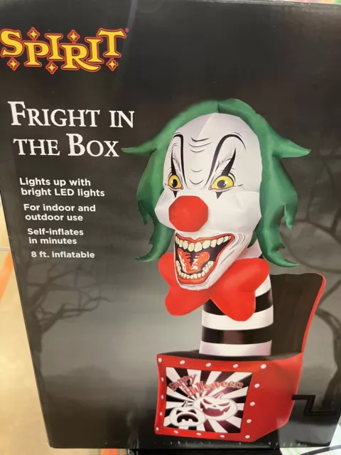 NEW. SPIRIT HALLOWEEN Jack Fright In The Box. 8’ Inflatable Airblown ...