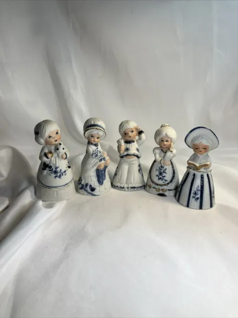 Vintage Royal Majestic Jasco Art Bells,  Bisque Porcelain Set Of Five