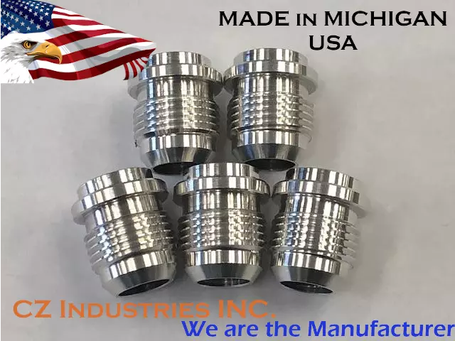 An10, 10 An, 10An Qty:5 Male Billet 6061T6 Aluminum Weld On / Weld In Bung