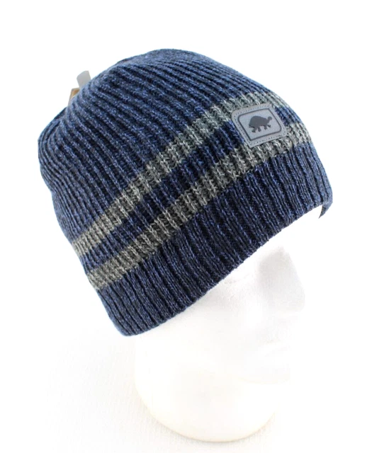 NWT TURTLEFUR OSFM Blue Heather 15% Ragg Wool Patch Logo Knit Beanie MSRP $45