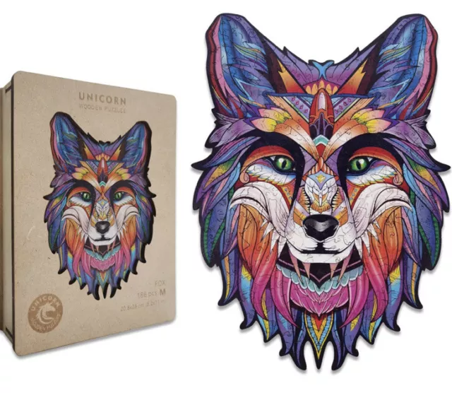  Unicorn Wood Puzzles RAINBOW FOX Wooden Jigsaw Puzzle Size M186 pieces complete
