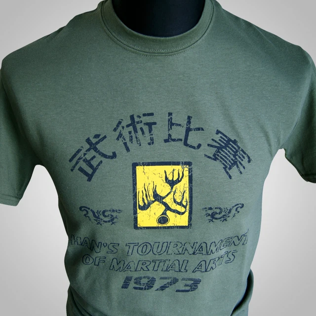 Enter the Dragon T Shirt Hans Tournament Retro Movie Bruce Lee MMA Green Kung Fu
