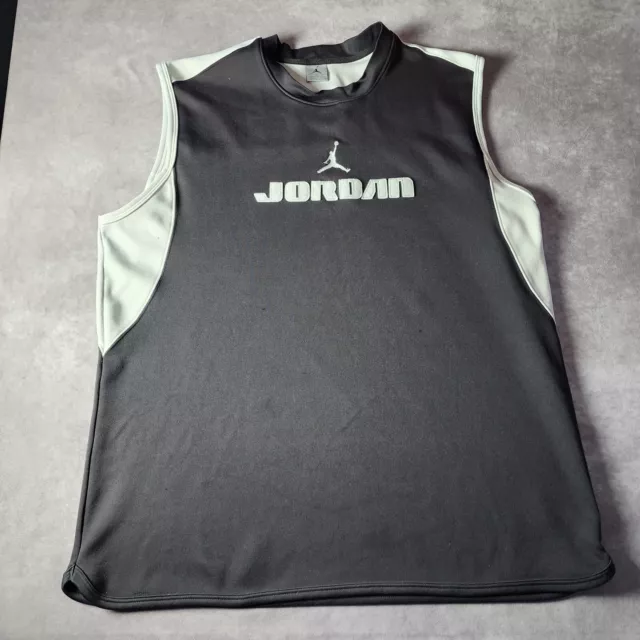Jordan Men's Shirt 2XL White Black Basketball Jersey Tank Top Men Shirt VTG