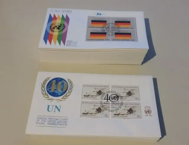 Vereinte Nationen FDC Jahr 1985 77 Stk. inkl. 3x Flaggen