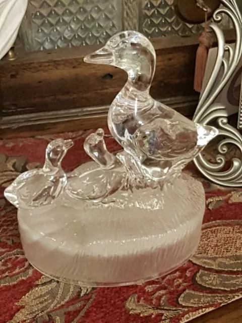 Vintage RCR Royal Crystal Rock Italian Art Glass Figurine - Duck & Ducklings