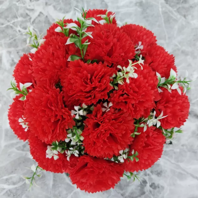 Red Carnations | Artificial Flower Pot | Grave/Memorial/Crem