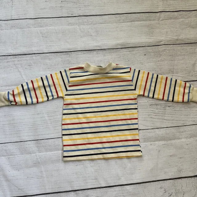 Vintage Healthtex Toddler Kids Collared Long Sleeve Striped Shirt 4T Yellow Red