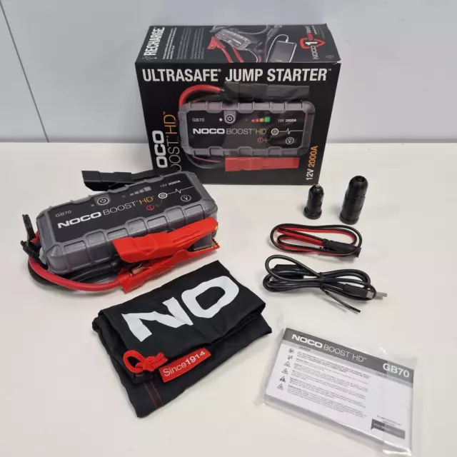 NOCO Boost GB70 2000A 12V USB Car Battery Jump Starter ~ (Clip Damage) B+