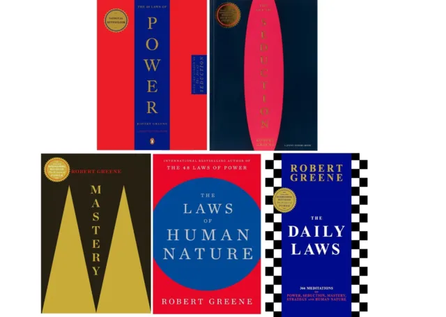Robert Greene 5 Libros Juego: 48 Laws,Seduction,Mastery,Human Nature,Diario Laws