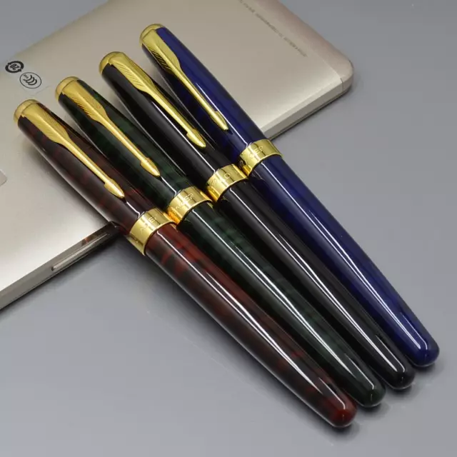 Baoer 388 Metal Fountain Pen & Converter, Fine Nib, Gold Trim, 5 Color Options 3