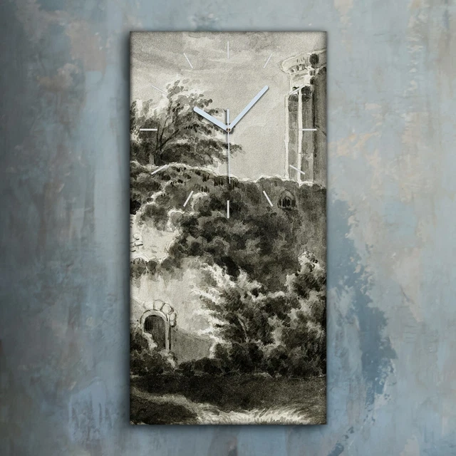 Horloge Silencieuse murale sur toile 60x30 dessin plume jean bernard