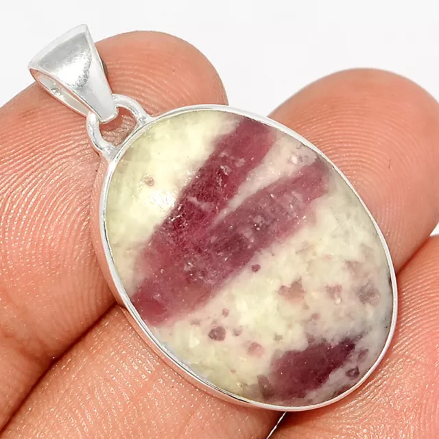 Natural Rubellite Pink Tourmaline With Quartz 925 Silver Pendant Jewelry CP13157