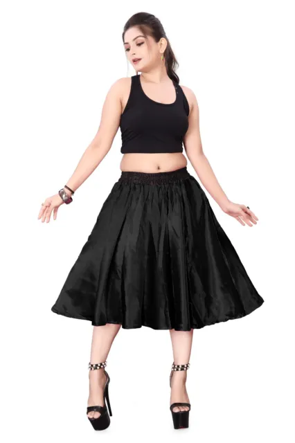 Colore Nero Raso Gonna Midi per Bambine Ventre Ballerina Festa Abbigliamento S24