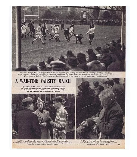 1941 Original WW2 Oxford v Cambridge University Wartime Varsity Rugby Match