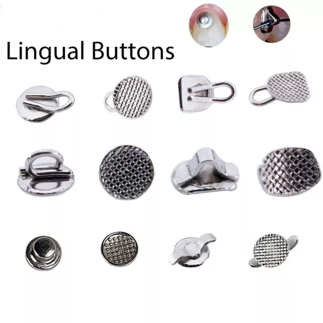 Dental Orthodontic Bondable Crimpable Hook Lingual Buttons Round/Rectangular