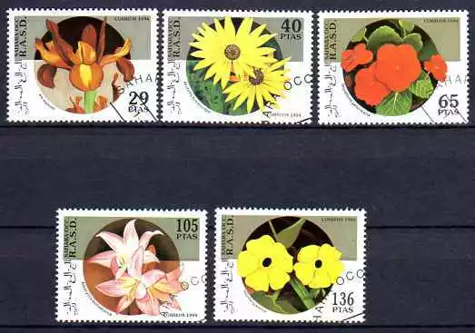 Flore - Fleurs Sahara Occidental (77) série complète de 5 timbres oblitérés used