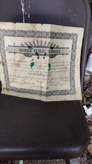 1940 * Mobile Colored High School Diploma Prichard* Mobile Alabama