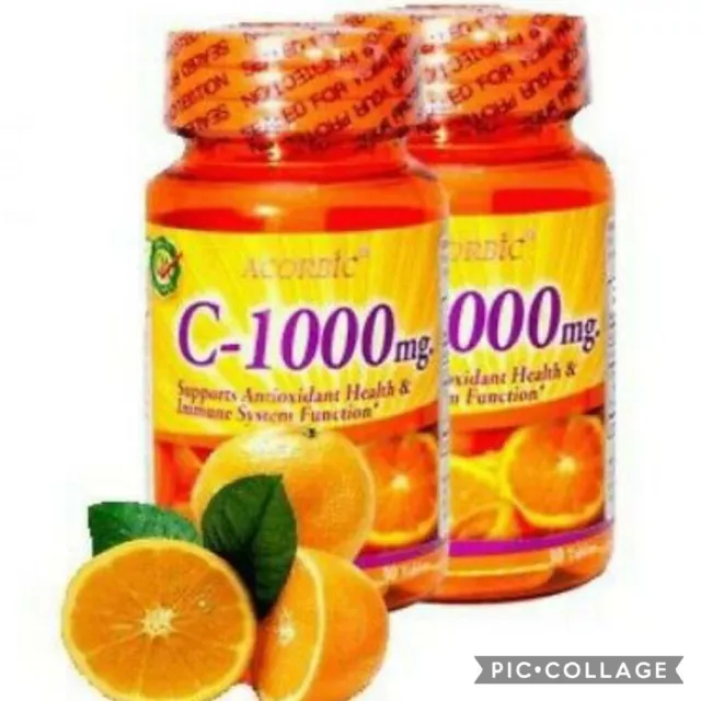 X2 Ascorbic Vitamine C 1000 MG 💯 authentic puissant Antioxydant ( 2 boites)