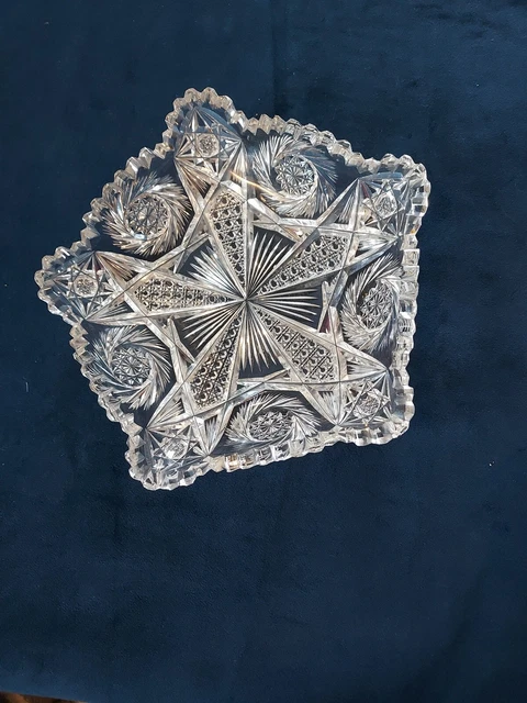 Antique ABP American Brilliant Period Cut Glass Star  Bowl Candy Dish