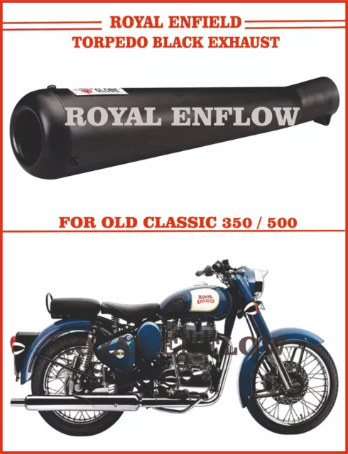 Fit für Royal Enfield Torpedo Schwarz Auspuff für Alt Klassisch 350/500