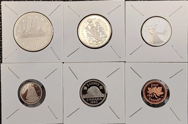 1983 Canada  1, 5, 10, 25, 50 Cents, $1 Dollar 6 Coin Proof Set  - UNC - # 28122