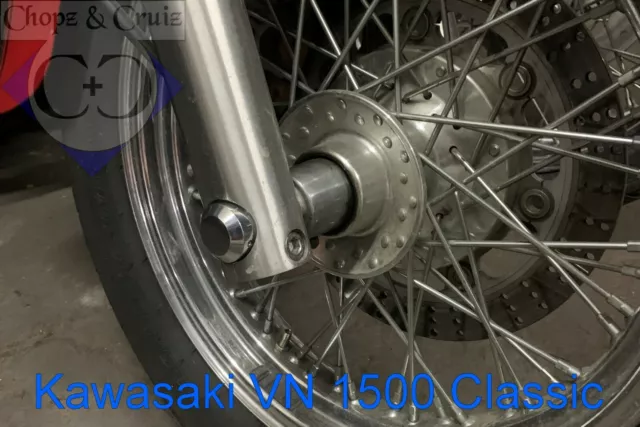 Achs-Cover-Set - Kawasaki VN 1500 Classic - vorne links + rechts - Alu poliert 2