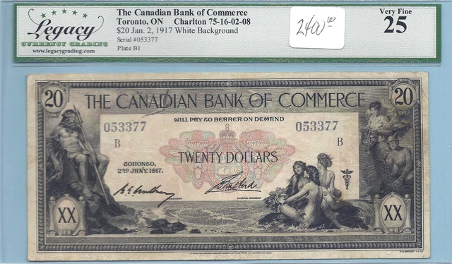 Bank of Commerce, $20, 1917, CH#75-16-02-08, White Background, Legacy VF-25!
