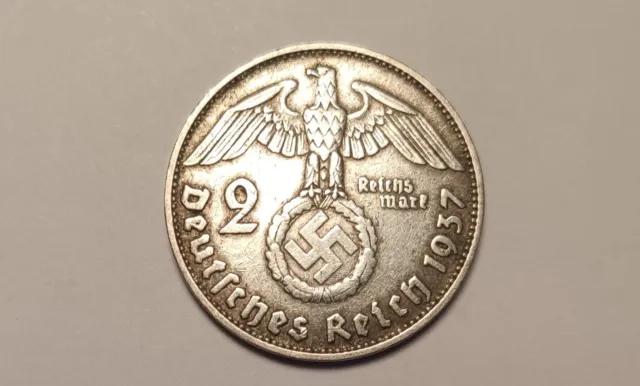 PIECE 2 REICHSMARK EN ARGENT ALLEMAGNE III 3em REICH SILVER COIN WW2