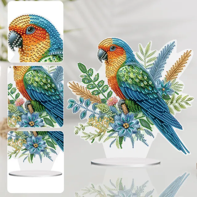 B# Parrot 5D DIY Diamond Art Tabletop Decorations Special Shape for Home Decor