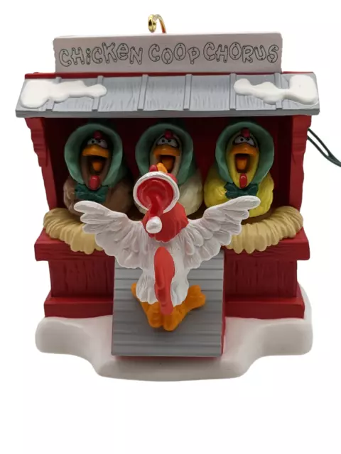 Hallmark "Chicken Coop Chorus" Keepsake Singing Christmas Ornament 1996 musical