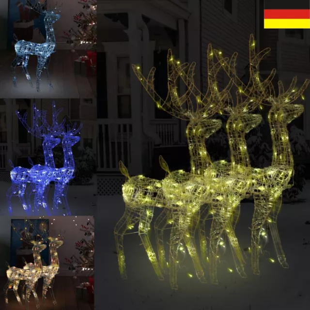 1/2/3× LED Rentier Beleuchtet Figur Elch Weihnachtsbeleuchtung Deko Innen Außen