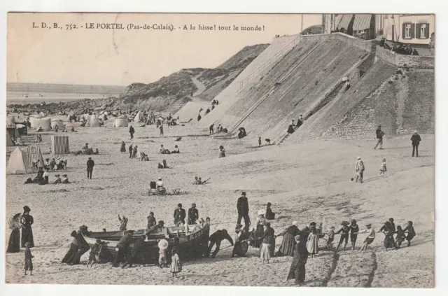 LE PORTEL - Pas de Calais - CPA 62 - à la Hisse Plage Enfants tirant une barque