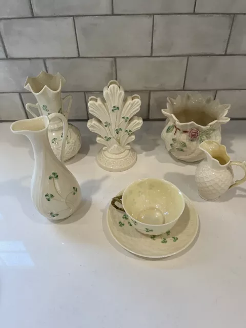 Belleek Classic Shamrock Tableware China 7 Piece Lot