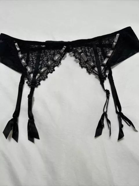 Cintura a sospensione nera floreale Victoria's Secret molto sexy taglia M/L