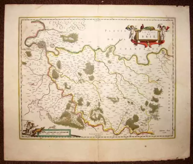 Map Geographic Original From Country Of Brie Per Johannes Blaeu 1640