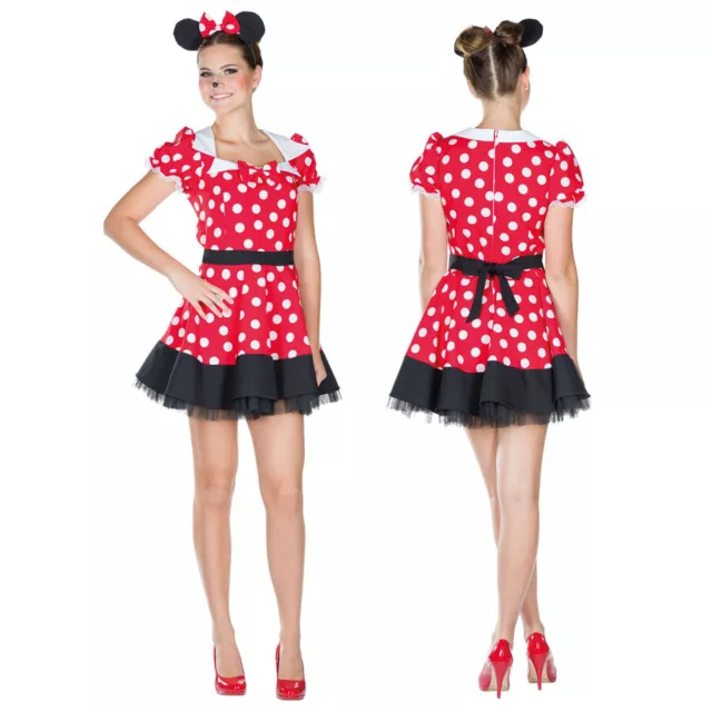 Sexy Minnie Maus Kostüm Minni Mouse Minnimaus Micky Mickey Damen Kleid  Karneval