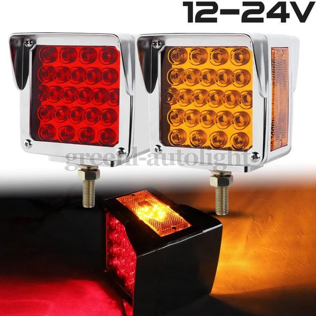 2PC Truck Trailer Dual Face Pedestal Fender Brake Turn Signal DRL Tail Light US