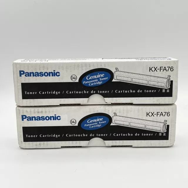 Fax Machine Panasonic KX-FA76 Black Toner Cartridge Lot of 2 KX-FLB Genuine