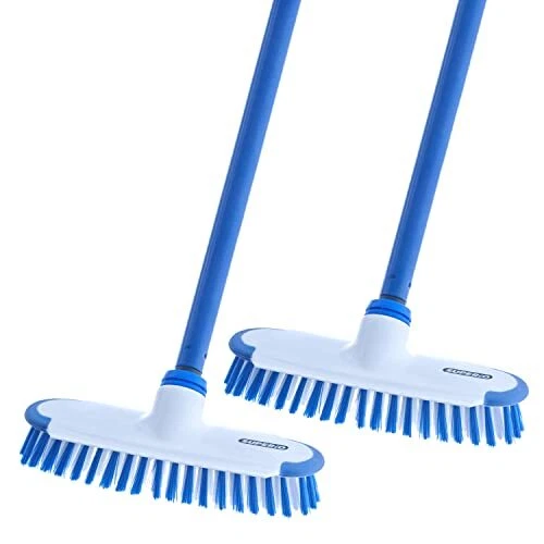Scrub Brush, Long Handle 48", Heavy Duty Stiff Bristles Grout Scrubber, Scraper