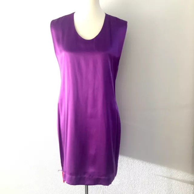 Helmut Lang Orchid Purple Silk Layered Open Back Dress Size Med NWT